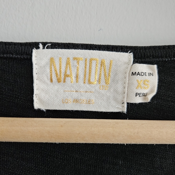 Nation LTD Sydney Gathered Mini Dress Jet Black Size XS Puff Sleeve Neutral - Picture 8 of 11